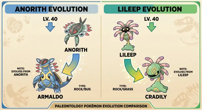 Anorith vs Lileep Evolution Comparison