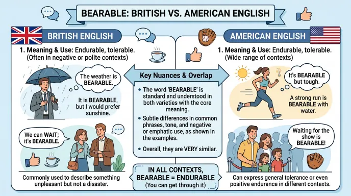 Bearable in British and American English