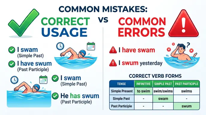 Common Mistakes with Swum or Swam