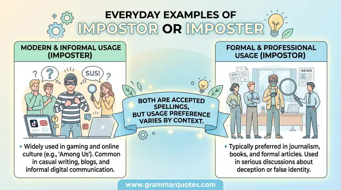 Imposter or Impostor in Everyday Examples