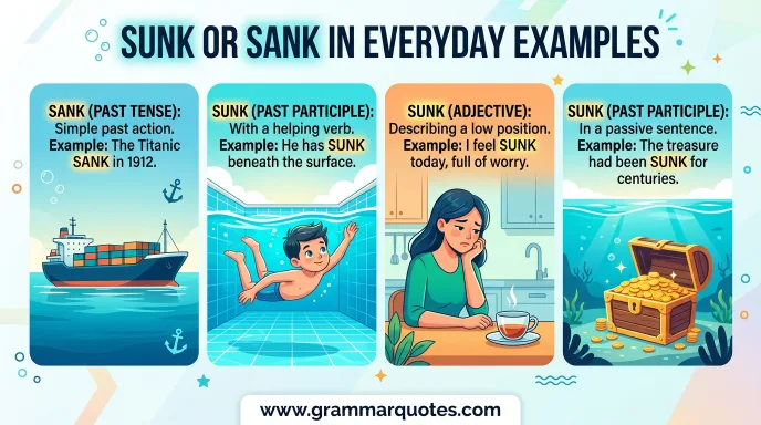 Sunk or Sank in Everyday Examples
