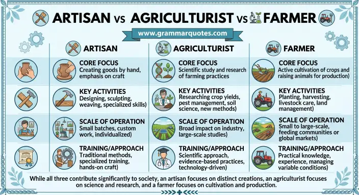 Artisan vs Agriculturist vs Farmer