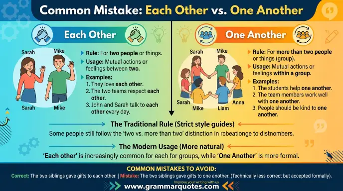 Common Mistake: One Another vs Each Other