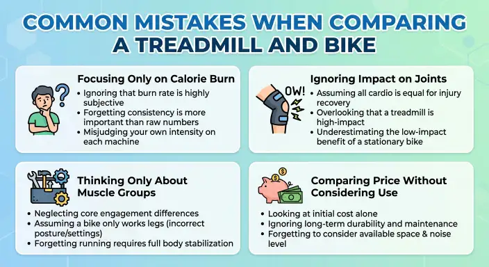 Common Mistakes When Comparing a Treadmill and Bike