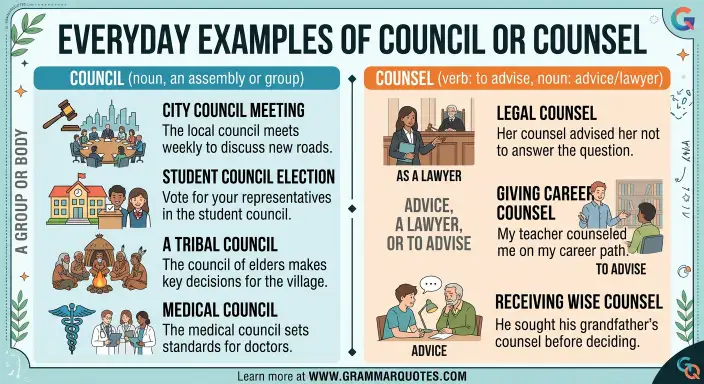 Everyday Examples of Council or Counsel