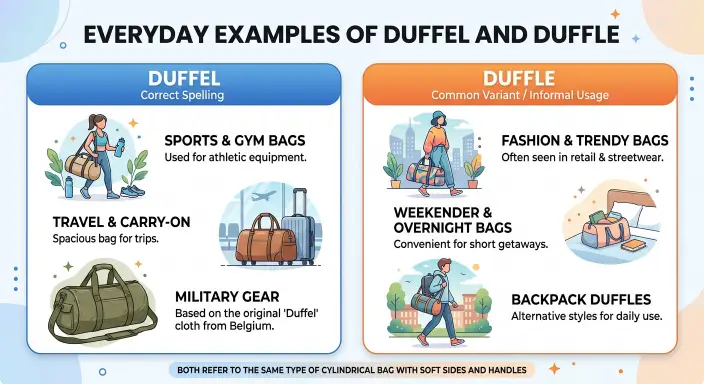 Everyday Examples of Duffle and Duffel