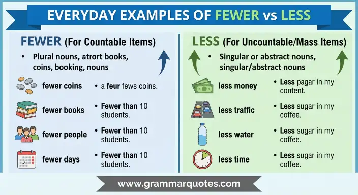 Everyday Examples of Fewer vs Less