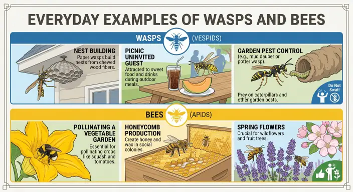 Everyday Examples of Wasps and Bees